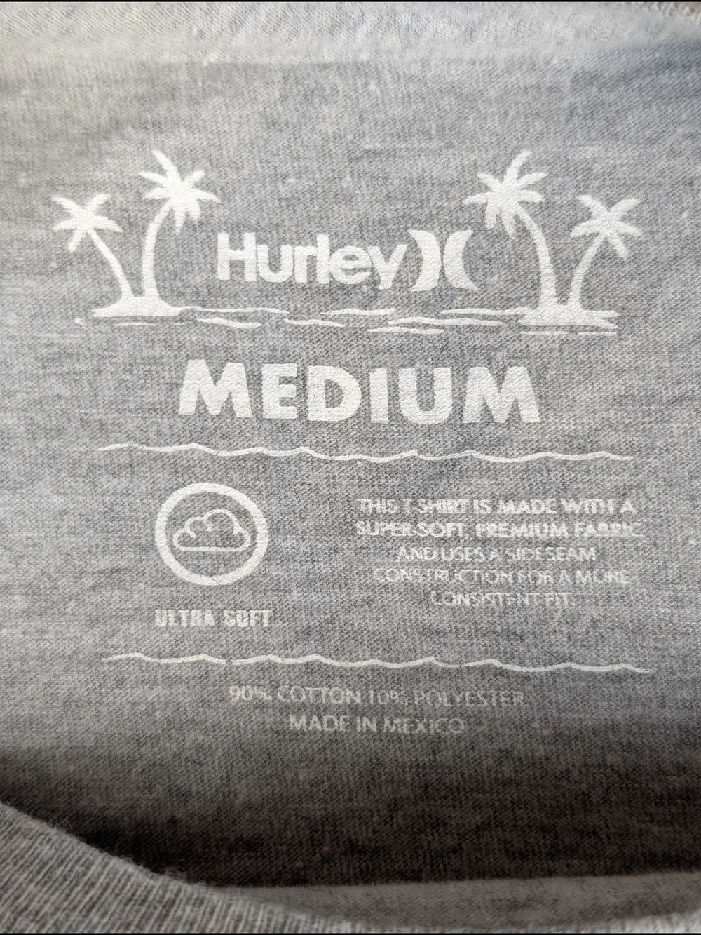 Hurley Fish Enjoy Graphic Logo Men's M T-Shirt‎ Grey